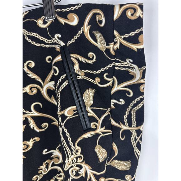 Chico's Slimming Chain Print Pull On Pants Black & Gold Stretch 4 Plus Size 20 - Picture 8 of 10